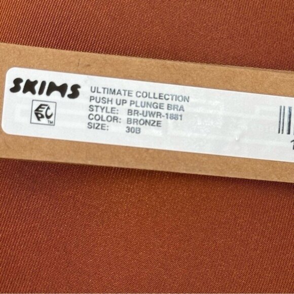 Skims 30B Ultimate Collection Push Up Plunge Bra Bronze Brown Sexy NWT MSRP $60 - Picture 2 of 4